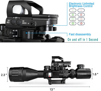 Mighty-4: 4-16x50AO 4 Piece Dual Illuminated with 4 Holographic Reticle