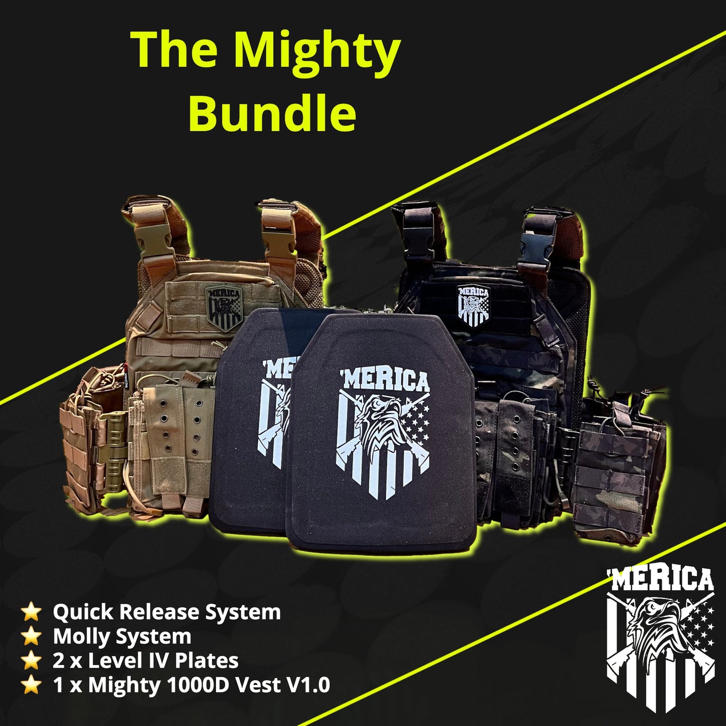 [Mighty Bundle] 2 x Level IV Ballistic Plates & FREE Mighty 1000D Vest